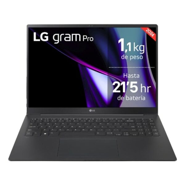 LG Gram Pro 16Z90SP-K.AD75B ordenador portatil Intel Core Ultra 7 155H Portátil 40,6 cm (16") WQXGA+ 32 GB DDR5-SDRAM 512 GB SSD Wi-Fi 6E (802.11ax) Windows 11 Home Negro