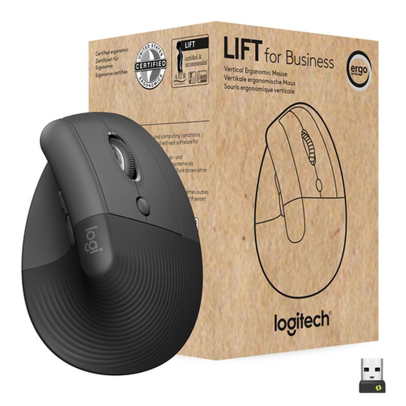 Logitech Lift for Business ratón mano derecha RF Wireless + Bluetooth Óptico 4000 DPI Logitech Lift for Business ratón mano derecha RF Wireless + Bluetooth Óptico 4000 DPI