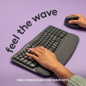 Logitech Wave Keys, teclado ergonómico inalámbrico con reposamanos acolchado, escritura cómoda y natural, Easy-Switch, Bluetooth, Logi Bolt, multisistema operativo, Windows/Mac,QWERTY Español, Grafito Logitech Wave Keys, teclado ergonómico inalámbrico con reposamanos acolchado, escritura cómoda y natural, Easy-Switch, Bluetooth, Logi Bolt, multisistema operativo, Windows/Mac,QWERTY Español, Grafito