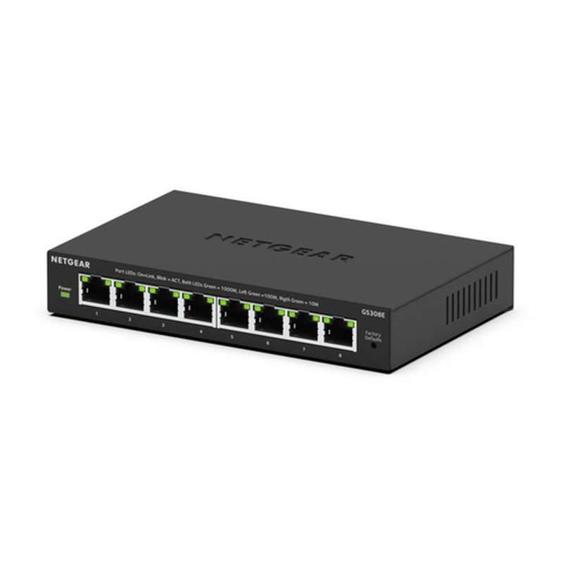NETGEAR GS308E Gestionado L2/L3 Gigabit Ethernet (10/100/1000) Energía sobre Ethernet (PoE) Negro NETGEAR GS308E Gestionado L2/L3 Gigabit Ethernet (10/100/1000) Energía sobre Ethernet (PoE) Negro
