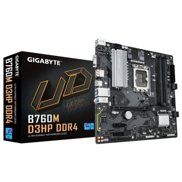 GIGABYTE B760M D3HP DDR4 - Compatible con CPUs Intel Core de 14ª generación, VRM Digital 4+1+1 fases, hasta 5333MHz DDR4 (OC), 2xPCIe 4.0 M.2, LAN GbE, USB 3.2 Gen1