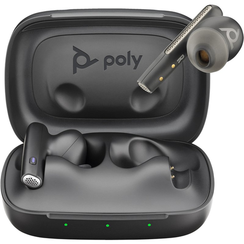 POLY Intrauriculares Voyager Free 60 UC M color Negro Carbono +Adaptador USB-C BT700 +Estuche de carga básico - Imagen 4