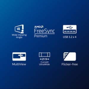 Philips E Line 346E2CUAE/00 pantalla para PC 86,4 cm (34") 3440 x 1440 Pixeles Wide Quad HD+ LCD Negro