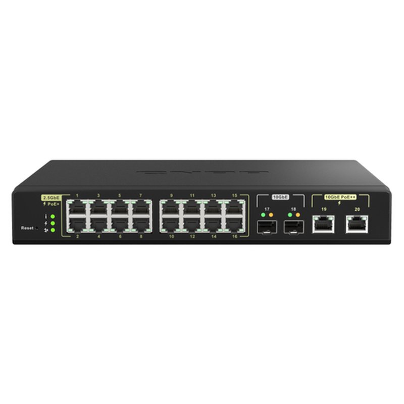 QNAP QSW-M2116P-2T2S switch Gestionado L2 2.5G Ethernet Energía sobre Ethernet (PoE) Negro