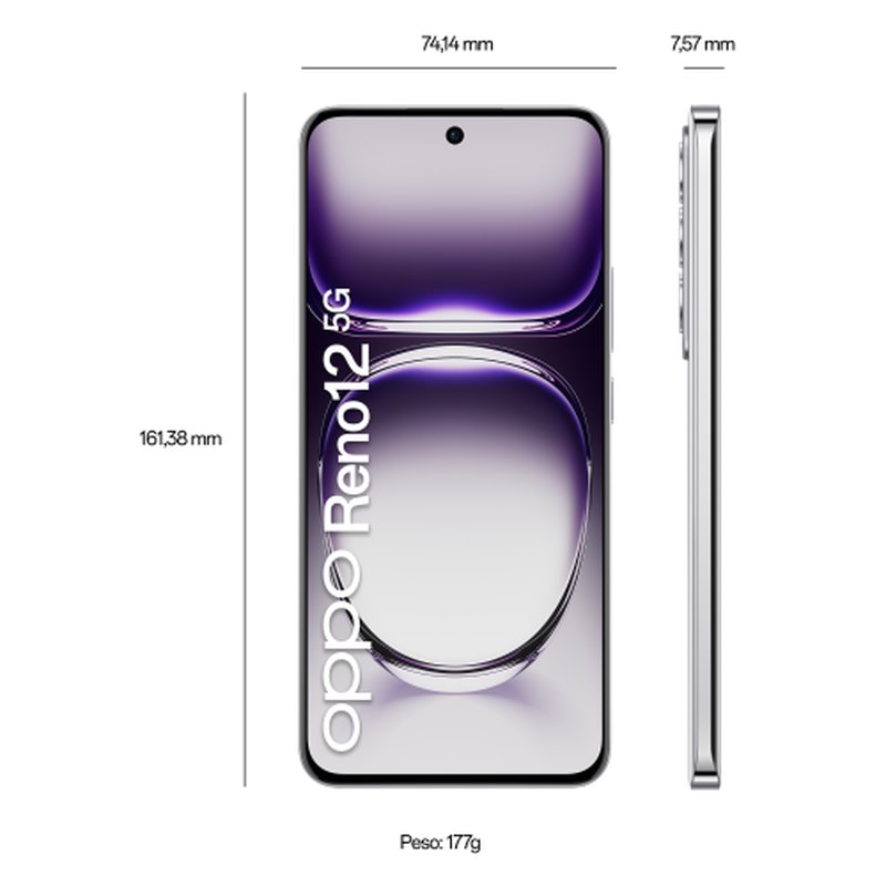 OPPO Reno 12 5G 17 cm (6.7") SIM doble Android 14 USB Tipo C 12 GB 256 GB 5000 mAh Plata OPPO Reno 12 5G 17 cm (6.7") SIM doble Android 14 USB Tipo C 12 GB 256 GB 5000 mAh Plata - Imagen 4