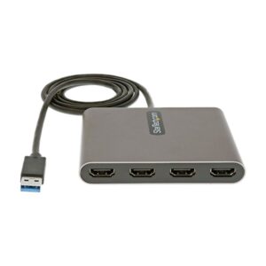StarTech.com Adaptador USB 3.0 a 4 Puertos HDMI - Tarjeta Gráfica y de Vídeo Externa - Dongle Llave USB-A a 4x HDMI - 1080p a 60Hz - Conversor Multimonitor USB a HDMI - Solo para Windows