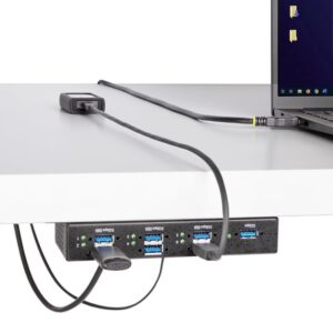 StarTech.com Hub USB Industrial de 7 Puertos Gestionado - Servicio Pesado - Caja de Metal - Protección ESD y Sobretensión - Montaje DIN, Pared, Escritorio - USB 3.2 Gen 1 5Gbps