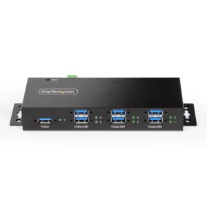 StarTech.com Hub USB Industrial de 7 Puertos Gestionado - Servicio Pesado - Caja de Metal - Protección ESD y Sobretensión - Montaje DIN, Pared, Escritorio - USB 3.2 Gen 1 5Gbps