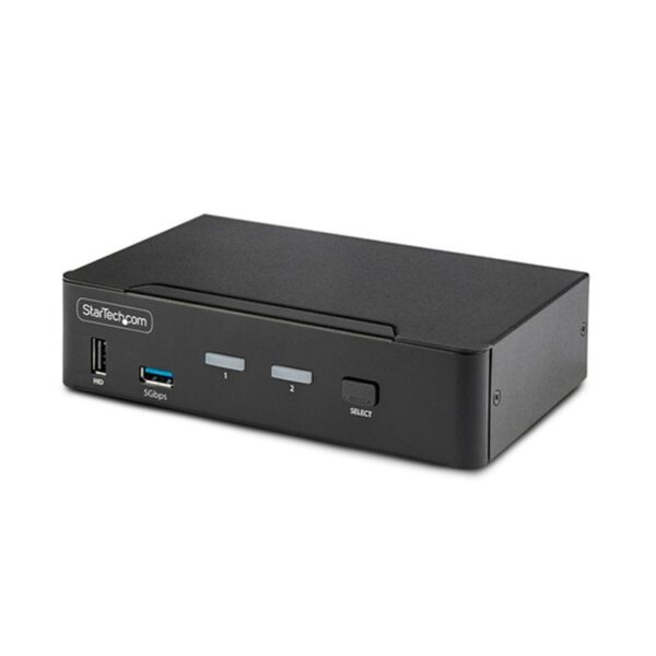 StarTech.com Switch Conmutador KVM DisplayPort de 2 Puertos - 8K60/4K144 - para Un Monitor - DP 1.4 - 2x USB 3.0 - 4x USB 2.0 HID - Conmutado por Botones y Teclas de Acceso Rápido - TAA