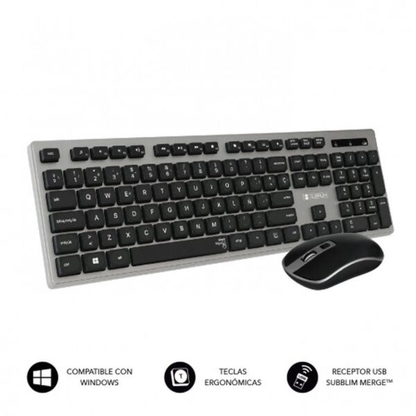 COMBO TECLADO RATON SUBBLIM WIRELESS ERGO KEYS SILENT FLAT HQ GREY