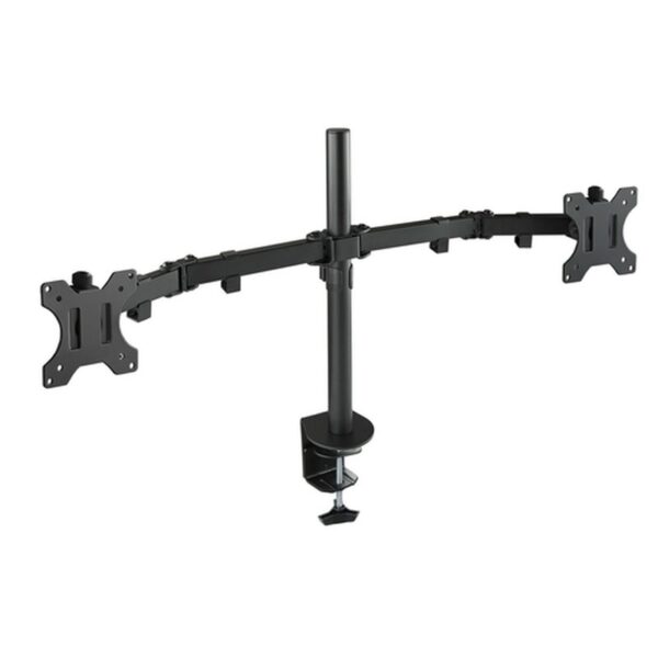 TooQ Soporte de Mesa Giratorio e Inclinable para 2 Pantallas (Monitor / TV Plasma / LCD / LED) 13” – 32”, de Dos Brazos, Negro