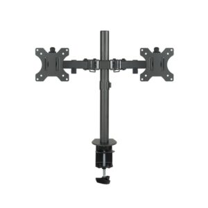 TooQ Soporte de Mesa Giratorio e Inclinable para 2 Pantallas (Monitor / TV Plasma / LCD / LED) 13” – 32”, de Dos Brazos, Negro