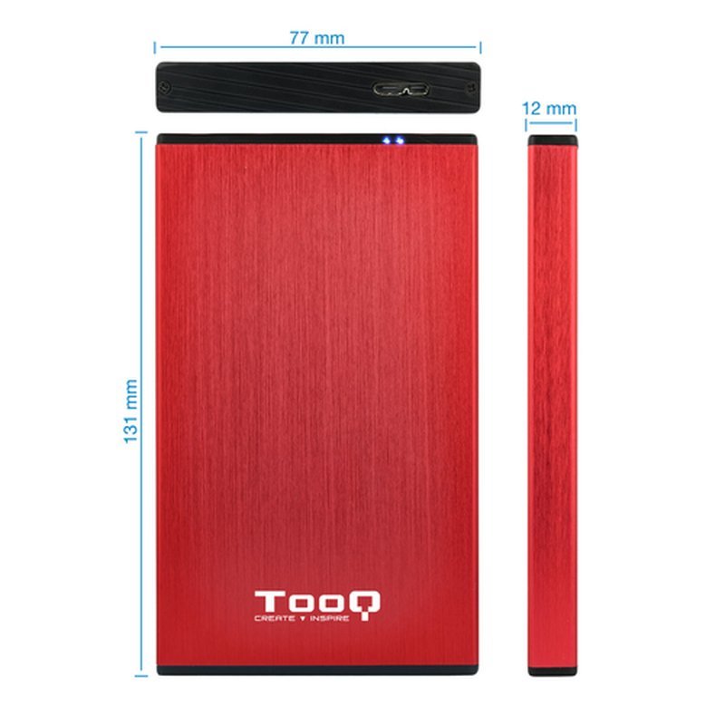 TooQ TQE-2527R caja para disco duro externo Caja de disco duro (HDD) Negro, Rojo 2.5" - Imagen 4
