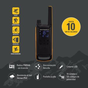 Motorola T82 Extreme Twin Pack two-way radios 16 canales Negro, Naranja