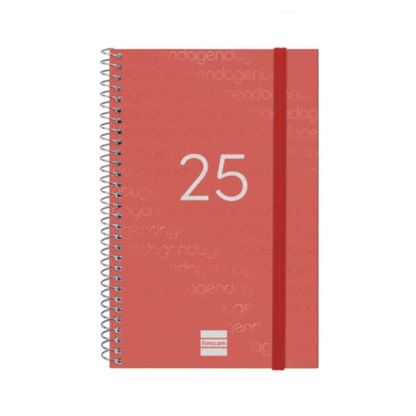 AGENDA 2025 BASIC YEAR E5 117X181MM SEMANA VISTA HORIZONTAL ROJO FINOCAM 741443025