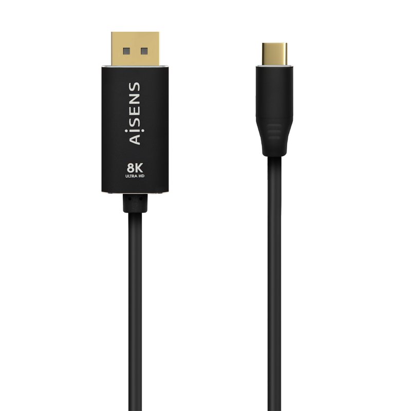 AISENS Cable Conversor Aluminio USB-C a Displayport 8K@60Hz, USB-C/M-DP/M, Negro, 1.8M AISENS Cable Conversor Aluminio USB-C a Displayport 8K@60Hz, USB-C/M-DP/M, Negro, 1.8M