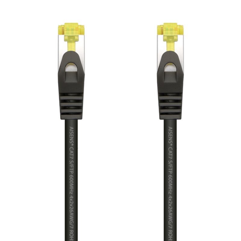AISENS Cable De Red Latiguillo RJ45 LSZH Cat.7 600 MHz S/FTP PIMF AWG26, Negro, 1.0 m