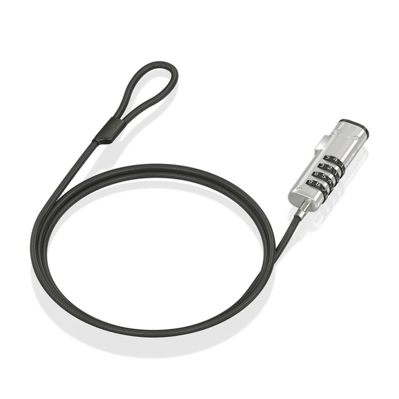 AISENS Cable de Seguridad tipo NANO con cerradura de combinación para ordenador, monitor, portátil 1.5m