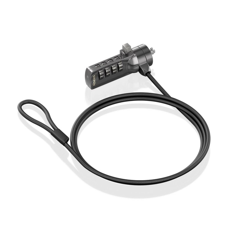 AISENS Cable de seguridad con cerradura de combinación para Ordenador, Monitor, Portátil 1.5m