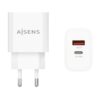 AISENS Cargador 20W, 1xUSB-C PD3.0, 1xUSB-A QC3.0, Blanco