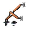 AISENS Soporte de Mesa RGB Gaming contrapeso giratorio e inclinable para Monitor/TV 9Kg (3 Pivotes, 2 Brazos) de 17-32, Negro-Naranja