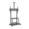 AISENS Soporte de Suelo ECO con Rueda, Bandeja para DVD y Soporte de Cámara para Monitor/TV 150Kg de 37-100, Negro