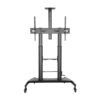 AISENS Soporte de Suelo ECO con Ruedas y Manivela, Bandeja para DVD y Soporte de Cámara para Monitor/TV 100Kg de 60-100, Negro