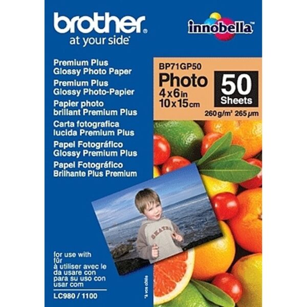 Brother BP71GP50 Premium Glossy Photo Paper papel fotográfico Blanco