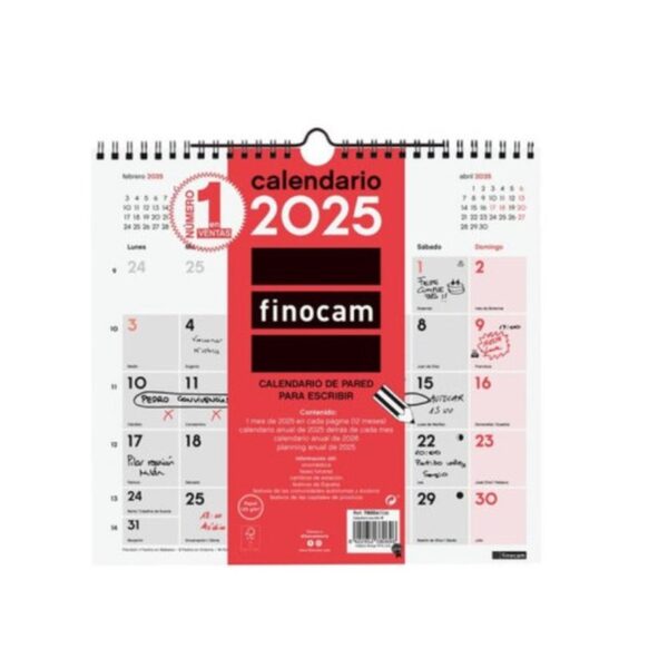 CALENDARIO 2025 NEUTRO PARED ESCRIBIR M 265X245MM FINOCAM 780060025