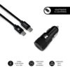 CARGADOR USB SUBBLIM 20W 3A USB + USB-C BLACK PARA COCHE + CABLE USB-C / LIGHTNING