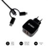 SUBBLIM Cargador ABS Dual Wall Charger 2.4A+Cable 3in1 Black