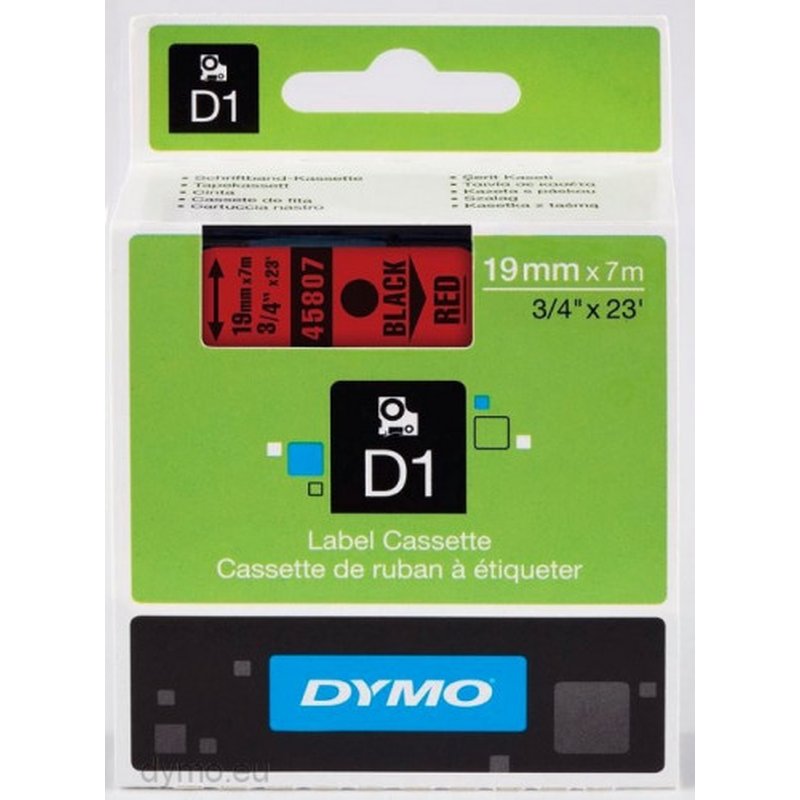 D1 - CINTAS DYMO 19MMX7M NEG/ROJO D1 - CINTAS DYMO 19MMX7M NEG/ROJO