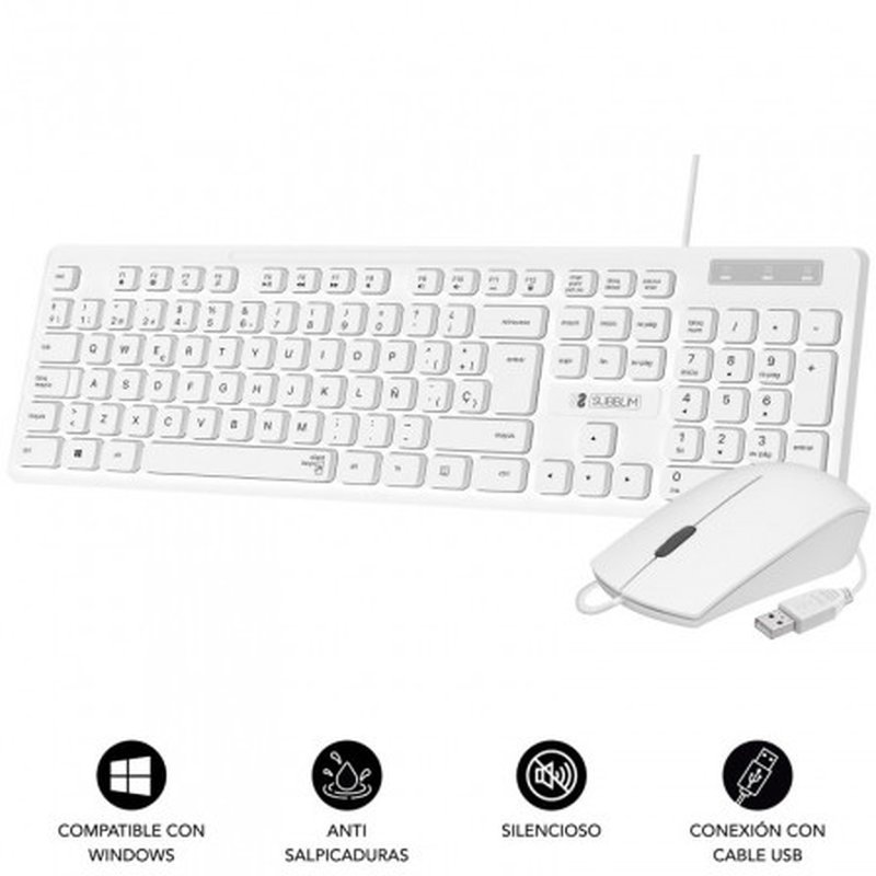 TECLADO + MOUSE SUBBLIM USB SLIM SILENT WHITE