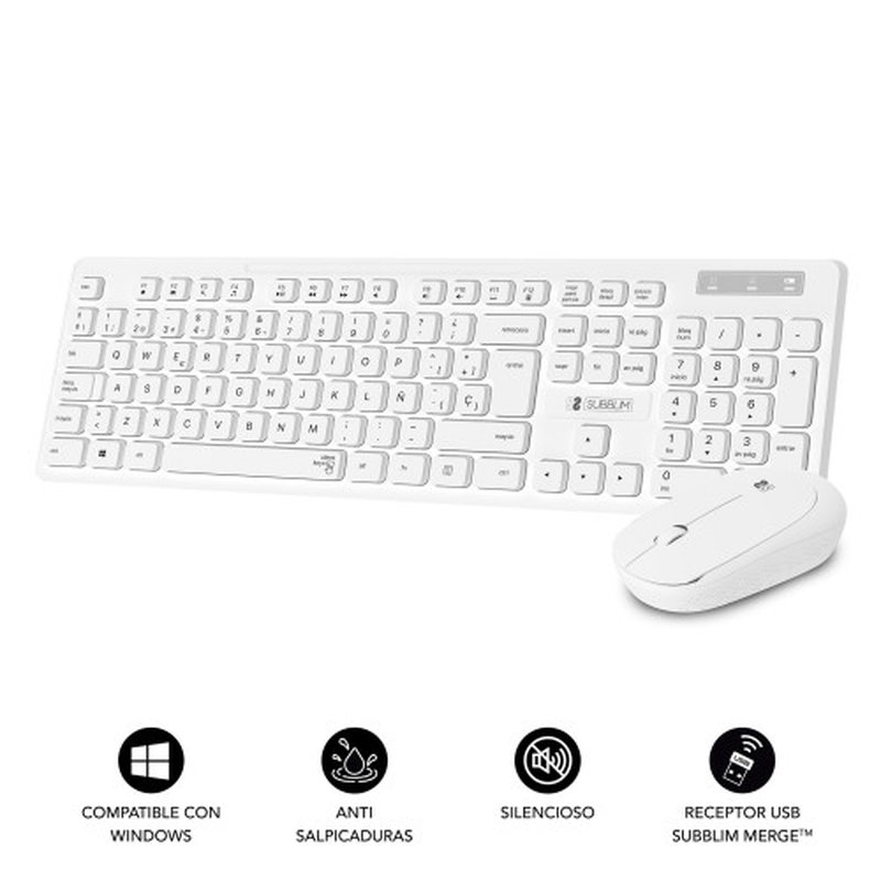 TECLADO + MOUSE SUBBLIM WIRELESS BUSINESS SLIM SILENT WHITE TECLADO + MOUSE SUBBLIM WIRELESS BUSINESS SLIM SILENT WHITE - Imagen 2