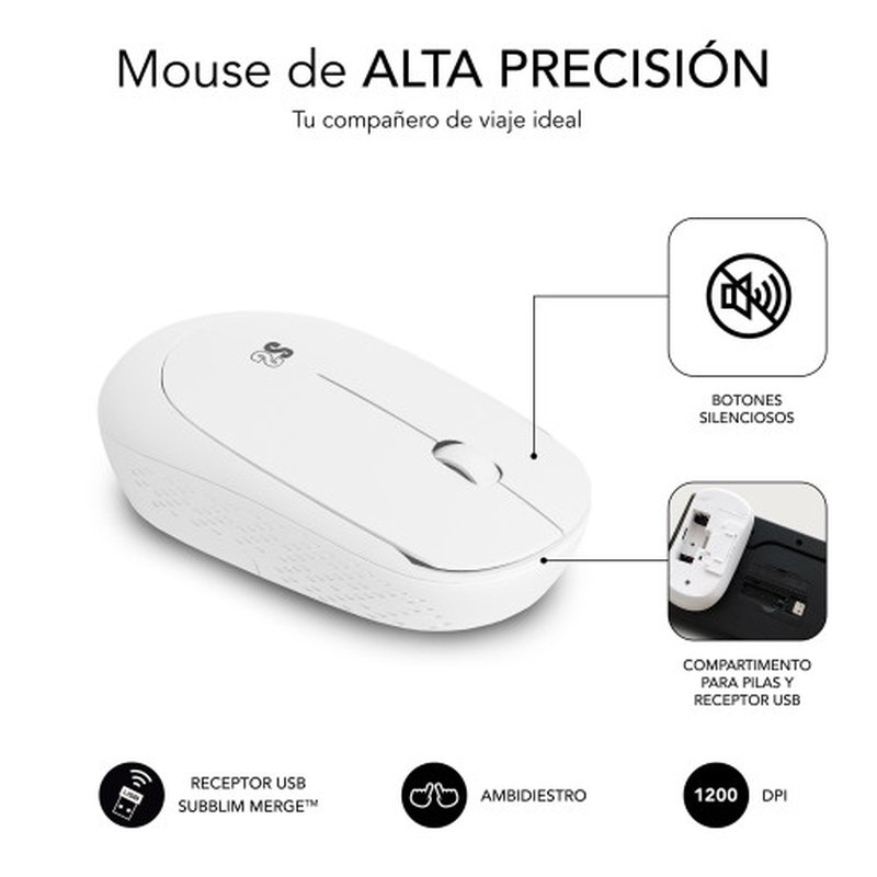 TECLADO + MOUSE SUBBLIM WIRELESS BUSINESS SLIM SILENT WHITE TECLADO + MOUSE SUBBLIM WIRELESS BUSINESS SLIM SILENT WHITE - Imagen 5