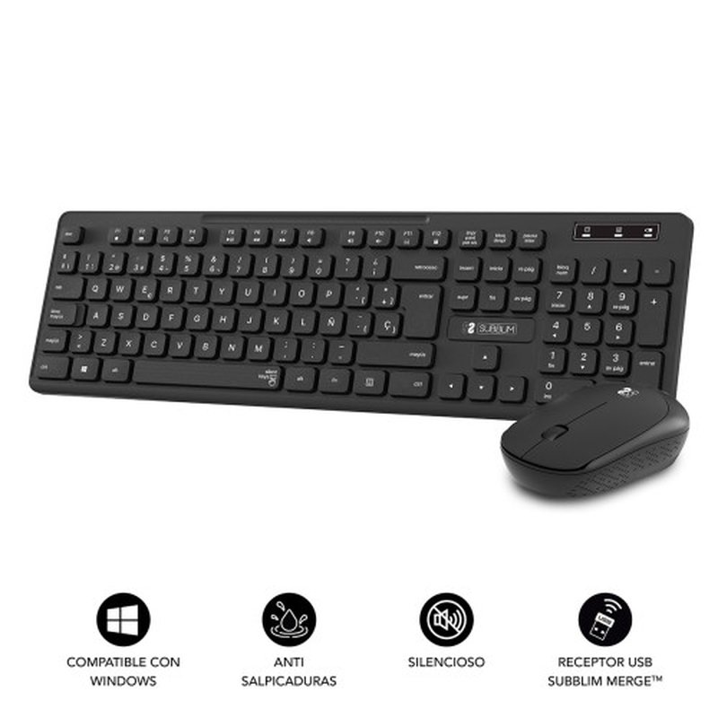 TECLADO + MOUSE SUBBLIM WIRELESS ERGO BUSINESS SILENT BLACK TECLADO + MOUSE SUBBLIM WIRELESS ERGO BUSINESS SILENT BLACK - Imagen 2