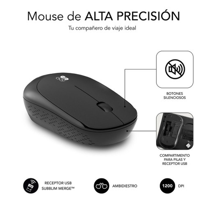 TECLADO + MOUSE SUBBLIM WIRELESS ERGO BUSINESS SILENT BLACK TECLADO + MOUSE SUBBLIM WIRELESS ERGO BUSINESS SILENT BLACK - Imagen 4