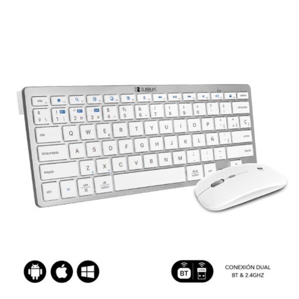 COMBO TECLADO RATON SUBBLIM MULTIDISPOSITIVO COMPACTO PLATEADO/BLANCO BLUETOOTH