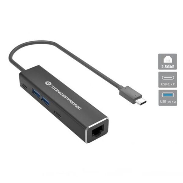 Conceptronic ABBY14B base para portátil y replicador de puertos Alámbrico USB 3.2 Gen 1 (3.1 Gen 1) Type-C Gris