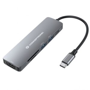 Conceptronic DONN11G base para portátil y replicador de puertos Alámbrico USB 3.2 Gen 1 (3.1 Gen 1) Type-C Gris