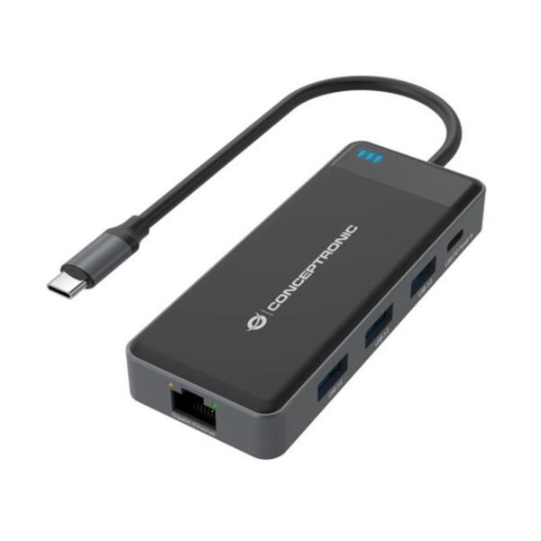 Conceptronic DONN14G base para portátil y replicador de puertos Alámbrico USB 3.2 Gen 1 (3.1 Gen 1) Type-C Gris