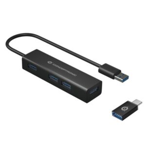 Conceptronic HUBBIES06B hub de interfaz USB 3.2 Gen 1 (3.1 Gen 1) Type-A 5000 Mbit/s Negro