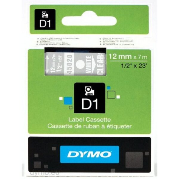 D1 - CINTAS DYMO 12MMX7M BLANC/TRAN