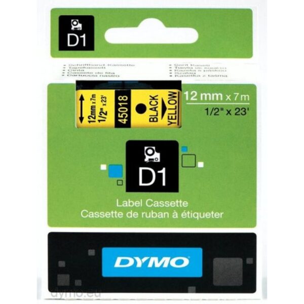 D1 - CINTAS DYMO 12MMX7M NEG/AMAR