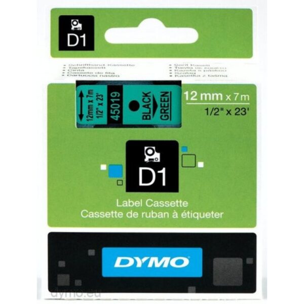 D1 - CINTAS DYMO 12MMX7M NEG/VERD