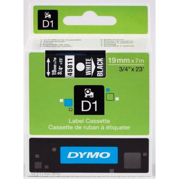 D1 - CINTAS DYMO 19MMX7M BLAN/NEG