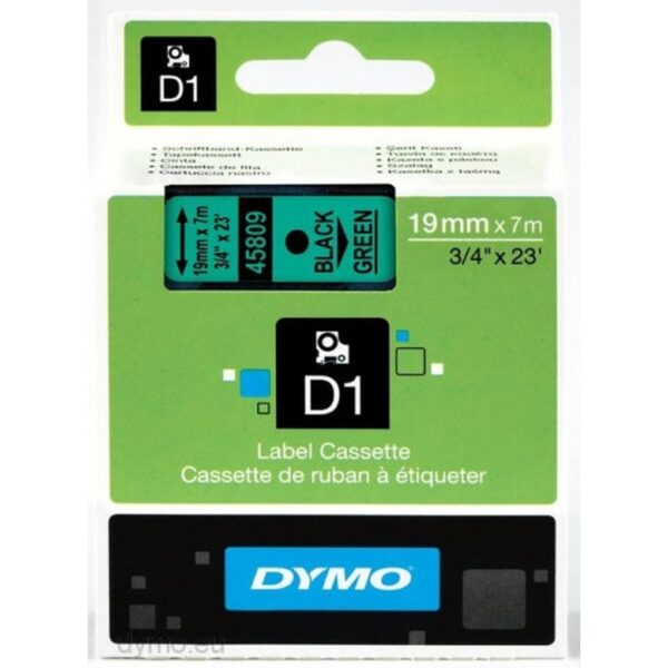 D1 - CINTAS DYMO 19MMX7M NEG/VERD