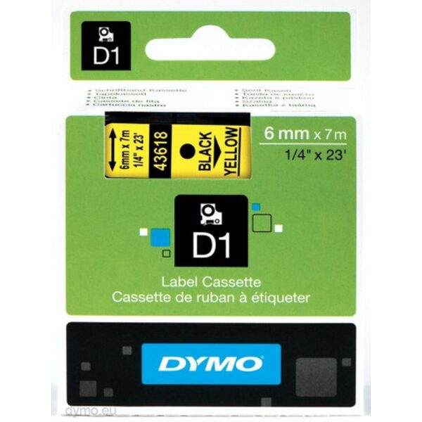 D1 - CINTAS DYMO 6MMX7M NEG/AMAR