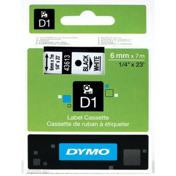 D1 - CINTAS DYMO 6MMX7M NEG/BLAN