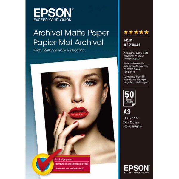 Epson Archival Matte Paper, DIN A3, 189 g/m², 50 hojas